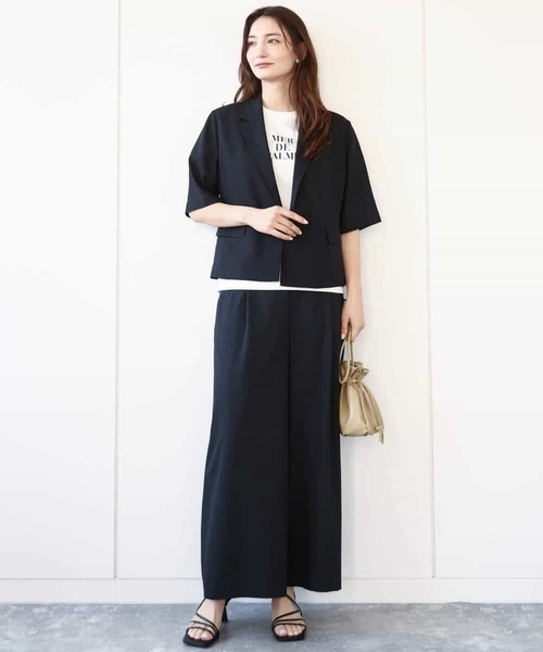 MK MICHEL KLEIN（エムケーミッシェルクラン）の「ドライリネンライクワイドパンツ/洗える（その他パンツ・レディース・ブラック/カーキ・38）」の7枚目の写真