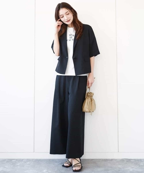 MK MICHEL KLEIN（エムケーミッシェルクラン）の「ドライリネンライクワイドパンツ/洗える（その他パンツ・レディース・ブラック/カーキ・38）」の8枚目の写真