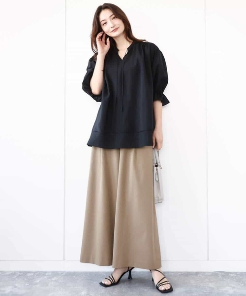 MK MICHEL KLEIN（エムケーミッシェルクラン）の「ドライリネンライクワイドパンツ/洗える（その他パンツ・レディース・ブラック/カーキ・38）」の12枚目の写真