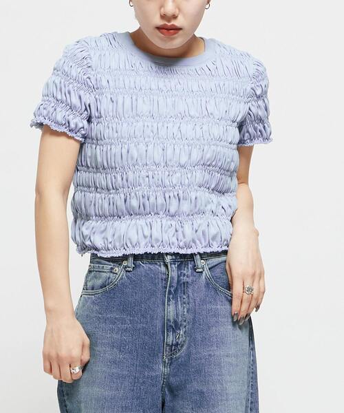 CONVERSE TOKYO(コンバーストウキョウ)の「【HL】SHIRRING CROPPED TEE(Tシャツ/カットソー・レディース・ブルー/ブラック/ホワイト・FREE)」の3枚目の写真