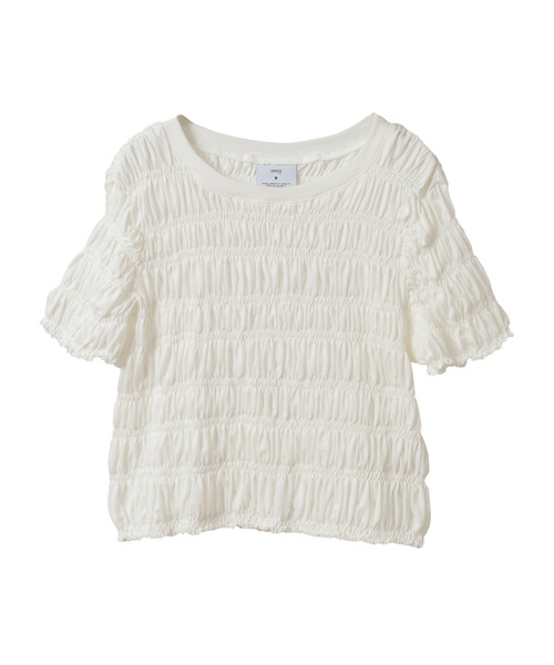 CONVERSE TOKYO(コンバーストウキョウ)の「【HL】SHIRRING CROPPED TEE(Tシャツ/カットソー・レディース・ブルー/ブラック/ホワイト・FREE)」の5枚目の写真