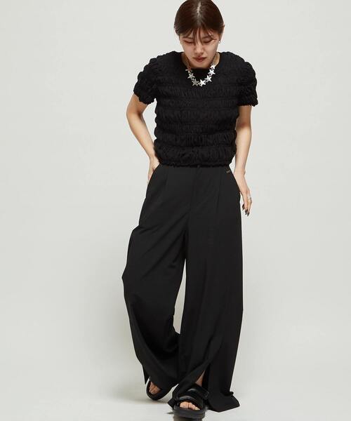 CONVERSE TOKYO(コンバーストウキョウ)の「【HL】SHIRRING CROPPED TEE(Tシャツ/カットソー・レディース・ブルー/ブラック/ホワイト・FREE)」の7枚目の写真