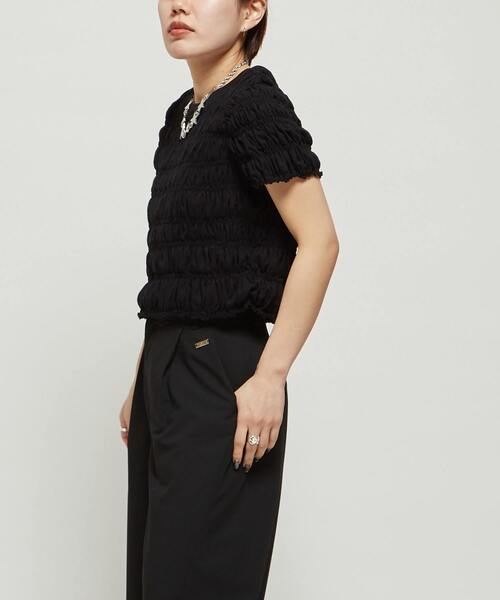 CONVERSE TOKYO(コンバーストウキョウ)の「【HL】SHIRRING CROPPED TEE(Tシャツ/カットソー・レディース・ブルー/ブラック/ホワイト・FREE)」の8枚目の写真