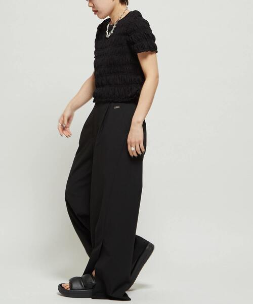 CONVERSE TOKYO(コンバーストウキョウ)の「【HL】SHIRRING CROPPED TEE(Tシャツ/カットソー・レディース・ブルー/ブラック/ホワイト・FREE)」の9枚目の写真