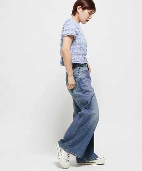 CONVERSE TOKYO(コンバーストウキョウ)の「【HL】SHIRRING CROPPED TEE(Tシャツ/カットソー・レディース・ブルー/ブラック/ホワイト・FREE)」の13枚目の写真
