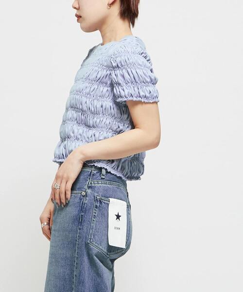 CONVERSE TOKYO(コンバーストウキョウ)の「【HL】SHIRRING CROPPED TEE(Tシャツ/カットソー・レディース・ブルー/ブラック/ホワイト・FREE)」の14枚目の写真