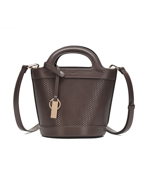 Ungrid(アングリッド)の「【Ungrid/アングリッド】型押し 巾着付きバケツショルダーバッグ(かごバッグ・レディース・ブラック/ブラック×ベージュ/ダークブラウン/キャメル・FREE)」の14枚目の写真