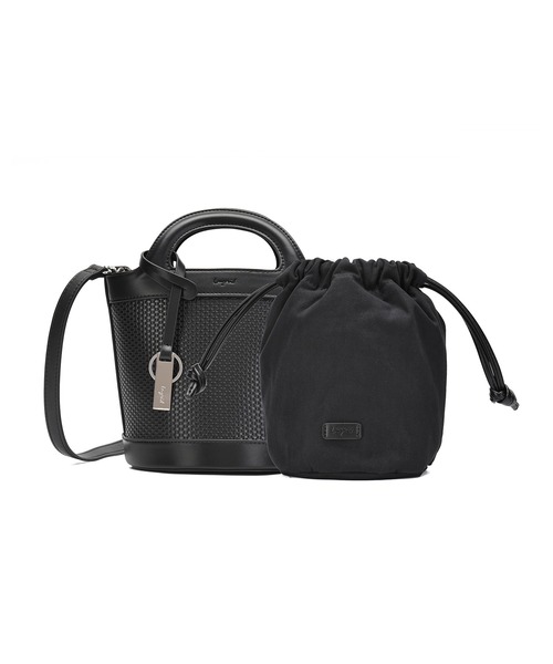 Ungrid(アングリッド)の「【Ungrid/アングリッド】型押し 巾着付きバケツショルダーバッグ(かごバッグ・レディース・ブラック/ブラック×ベージュ/ダークブラウン/キャメル・FREE)」の16枚目の写真