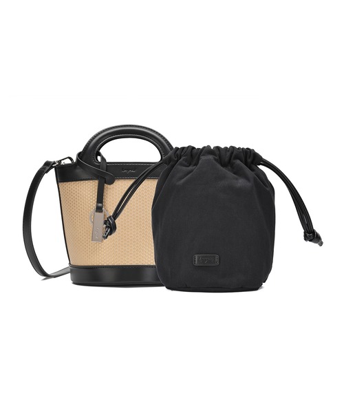 Ungrid(アングリッド)の「【Ungrid/アングリッド】型押し 巾着付きバケツショルダーバッグ(かごバッグ・レディース・ブラック/ブラック×ベージュ/ダークブラウン/キャメル・FREE)」の19枚目の写真