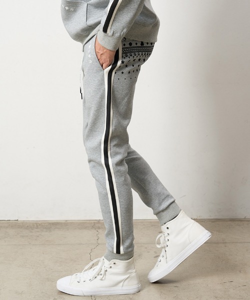 STUD MUFFIN（スタッドマフィン）の「mp13662- T-Rストレッチポンチ スターノルディックフロッキー ラインリブパンツ（その他パンツ・メンズ・オフホワイト/ブラック/ミックスグレー・2/3/4/5）」の9枚目の写真