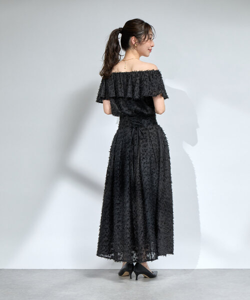 La boutique BonBon（ラブティックボンボン）の「【セットアップ可・お上品見え】カットジャガードバックレースアップスカート（スカート・レディース・ホワイト/ブラック・38/36）」の15枚目の写真