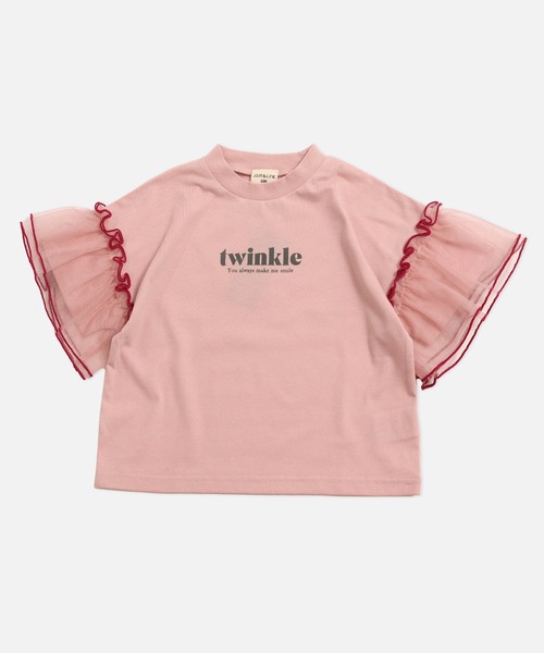 JAM & LINK（ジャムアンドリンク）の「袖チュールフリルTシャツ（Tシャツ/カットソー・キッズ・スモークピンク/ブラック/ホワイト・150cm/160cm/110cm/100cm/120cm/130cm/140cm）」の11枚目の写真