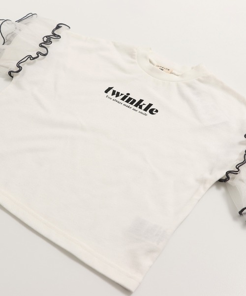JAM & LINK（ジャムアンドリンク）の「袖チュールフリルTシャツ（Tシャツ/カットソー・キッズ・スモークピンク/ブラック/ホワイト・150cm/160cm/110cm/100cm/120cm/130cm/140cm）」の13枚目の写真