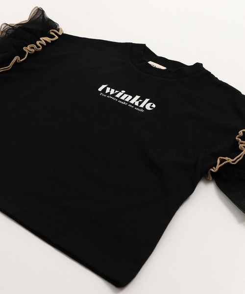 JAM & LINK（ジャムアンドリンク）の「袖チュールフリルTシャツ（Tシャツ/カットソー・キッズ・スモークピンク/ブラック/ホワイト・150cm/160cm/110cm/100cm/120cm/130cm/140cm）」の12枚目の写真