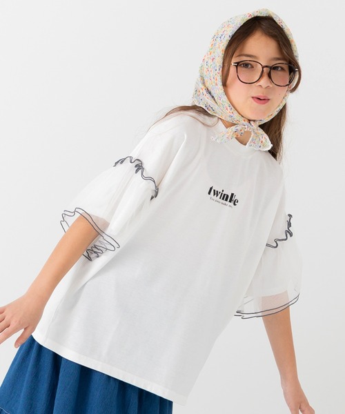 JAM & LINK（ジャムアンドリンク）の「袖チュールフリルTシャツ（Tシャツ/カットソー・キッズ・スモークピンク/ブラック/ホワイト・150cm/160cm/110cm/100cm/120cm/130cm/140cm）」の21枚目の写真