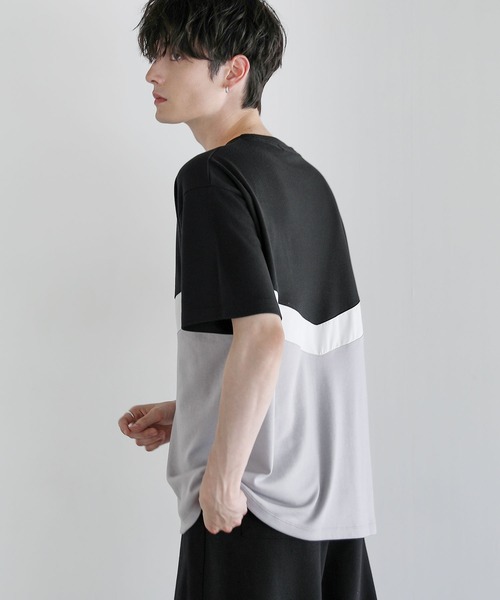 ASTRONOMY(アストロノミー)の「Buyer’s Select/ポンチ×フェイクスウェードVCUT切替ハーフジップTシャツ(Tシャツ/カットソー・メンズ・ブラック系/ネイビー系/グレー系・L/M)」の10枚目の写真