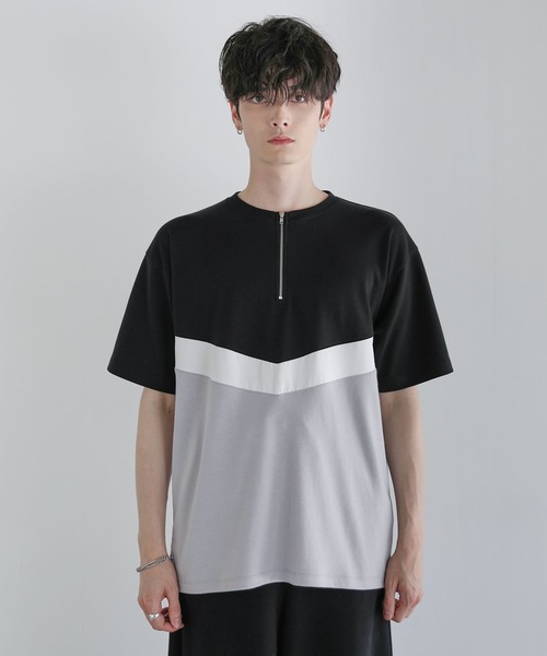 ASTRONOMY(アストロノミー)の「Buyer’s Select/ポンチ×フェイクスウェードVCUT切替ハーフジップTシャツ(Tシャツ/カットソー・メンズ・ブラック系/ネイビー系/グレー系・L/M)」の18枚目の写真