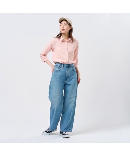 TOKYO SHIRTS（トウキョウシャツ）の「【Pitta Re:)】ふわっとガーゼシャツ 七分袖 綿100% レディースカジュアルシャツ（シャツ/ブラウス・レディース・オレンジ・S/M/L/LL）」の6枚目の写真