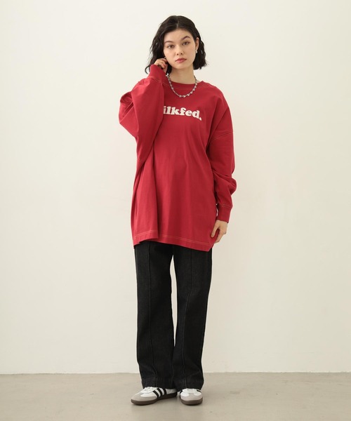 MILKFED.（ミルクフェド）の「COOPER LOGO SUPER BIG L/S TOP（Tシャツ/カットソー・レディース・ブラック/レッド/オートミール・ONE SIZE）」の7枚目の写真