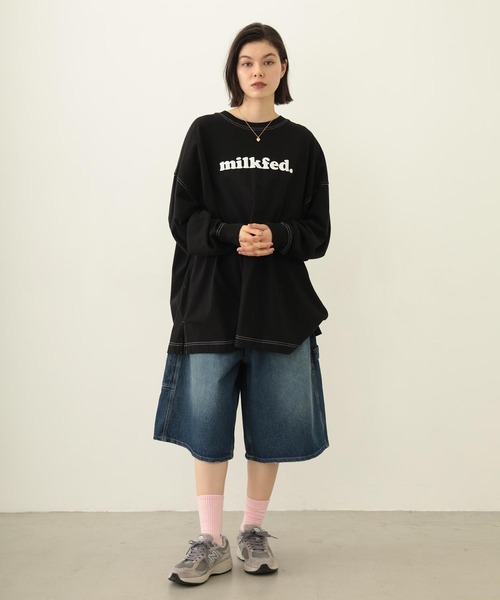 MILKFED.（ミルクフェド）の「COOPER LOGO SUPER BIG L/S TOP（Tシャツ/カットソー・レディース・ブラック/レッド/オートミール・ONE SIZE）」の12枚目の写真