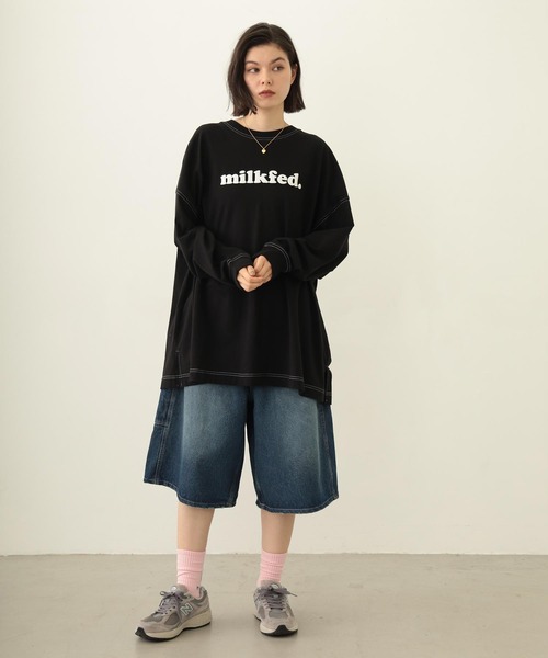 MILKFED.（ミルクフェド）の「COOPER LOGO SUPER BIG L/S TOP（Tシャツ/カットソー・レディース・ブラック/レッド/オートミール・ONE SIZE）」の13枚目の写真