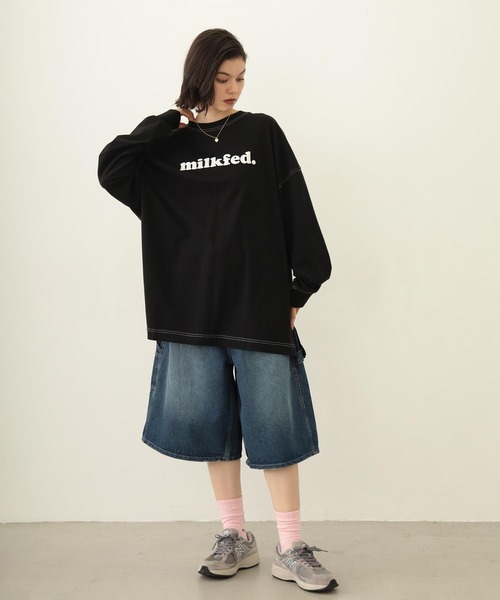 MILKFED.（ミルクフェド）の「COOPER LOGO SUPER BIG L/S TOP（Tシャツ/カットソー・レディース・ブラック/レッド/オートミール・ONE SIZE）」の14枚目の写真