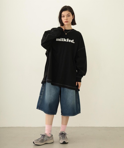 MILKFED.（ミルクフェド）の「COOPER LOGO SUPER BIG L/S TOP（Tシャツ/カットソー・レディース・ブラック/レッド/オートミール・ONE SIZE）」の15枚目の写真