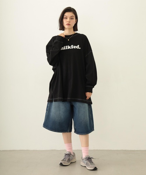 MILKFED.（ミルクフェド）の「COOPER LOGO SUPER BIG L/S TOP（Tシャツ/カットソー・レディース・ブラック/レッド/オートミール・ONE SIZE）」の16枚目の写真