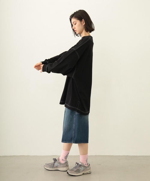 MILKFED.（ミルクフェド）の「COOPER LOGO SUPER BIG L/S TOP（Tシャツ/カットソー・レディース・ブラック/レッド/オートミール・ONE SIZE）」の18枚目の写真