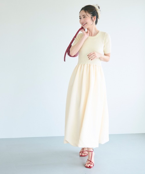 coca（coca）（コカ）の「異素材切り替えバルーンニットワンピース（ワンピース・レディース・アイボリー/ブラック・L/M/S）」の10枚目の写真