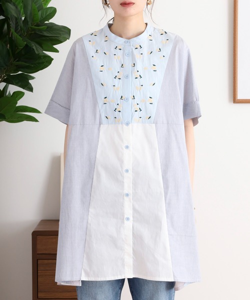 Emago(イマゴ)の「EMAGO レモン刺繍チュニックシャツ(シャツ/ブラウス・レディース・ブラック/ブルー/グレー・FREE)」の11枚目の写真