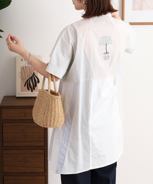 ブラウス シャツ EMAGO レモン刺繍チュニックシャツ レディース EMAGO レモン刺繍チュニックシャツ（シャツ/ブラウス）｜Emago