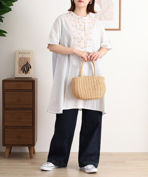 EMAGO レモン刺繍チュニックシャツ（シャツ/ブラウス）｜Emago