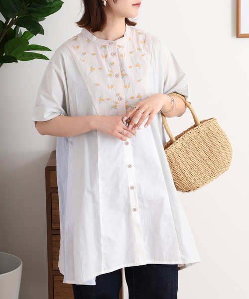 EMAGO レモン刺繍チュニックシャツ（シャツ/ブラウス）｜Emago