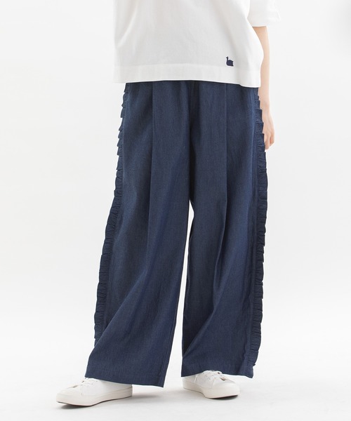 nop de nod（ノップドゥノッド）の「サイドフリルタックパンツ（その他パンツ・レディース・ブラック/ブルー系その他/インディゴブルー・3）」の3枚目の写真