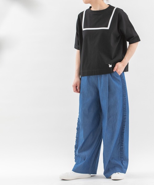 nop de nod（ノップドゥノッド）の「サイドフリルタックパンツ（その他パンツ・レディース・ブラック/ブルー系その他/インディゴブルー・3）」の19枚目の写真