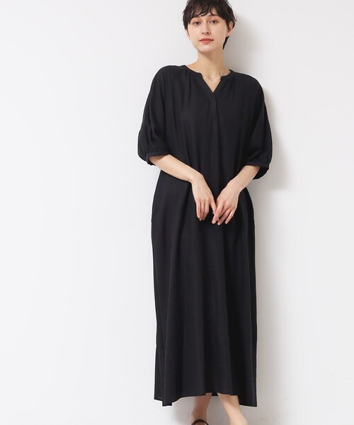 Dessin（デッサン）の「【洗える】パフスリーブAラインワンピース（S～L）（ワンピース・レディース・ブルー/ブラウン系その他/ブラック・03/02/01）」の4枚目の写真