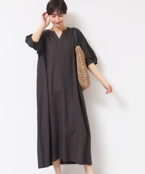 Dessin（デッサン）の「【洗える】パフスリーブAラインワンピース（S～L）（ワンピース・レディース・ブルー/ブラウン系その他/ブラック・03/02/01）」の8枚目の写真