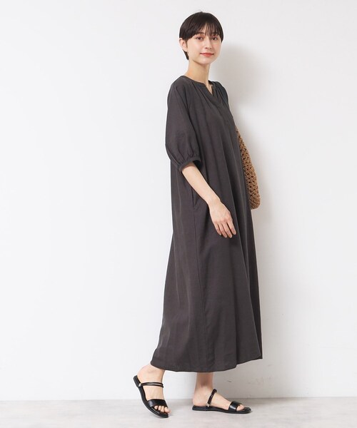 Dessin（デッサン）の「【洗える】パフスリーブAラインワンピース（S～L）（ワンピース・レディース・ブルー/ブラウン系その他/ブラック・03/02/01）」の10枚目の写真