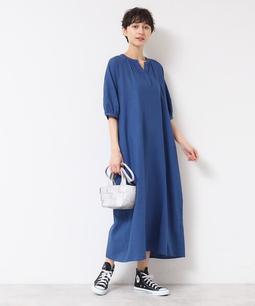 Dessin（デッサン）の「【洗える】パフスリーブAラインワンピース（S～L）（ワンピース・レディース・ブルー/ブラウン系その他/ブラック・03/02/01）」の14枚目の写真