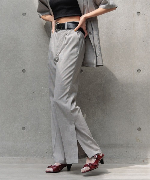 PAGEBOY（ページボーイ）の「ライトエステルフレアパンツ（スラックス・レディース・ブラック/チェック/チャコールグレー・FREE）」の22枚目の写真