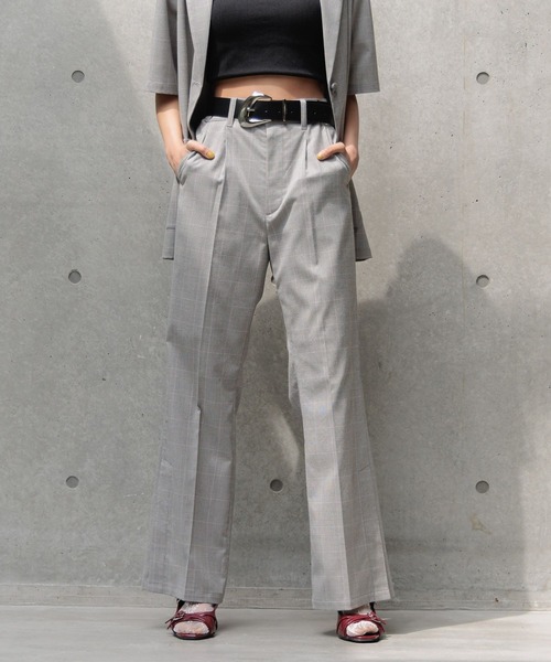 PAGEBOY（ページボーイ）の「ライトエステルフレアパンツ（スラックス・レディース・ブラック/チェック/チャコールグレー・FREE）」の21枚目の写真