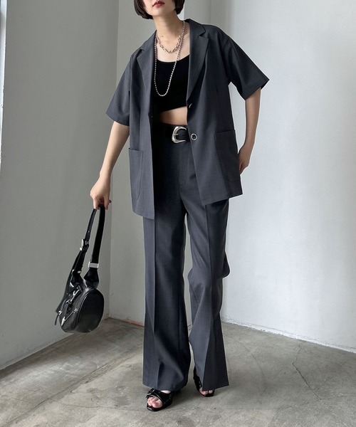 PAGEBOY（ページボーイ）の「ライトエステルフレアパンツ（スラックス・レディース・ブラック/チェック/チャコールグレー・FREE）」の18枚目の写真