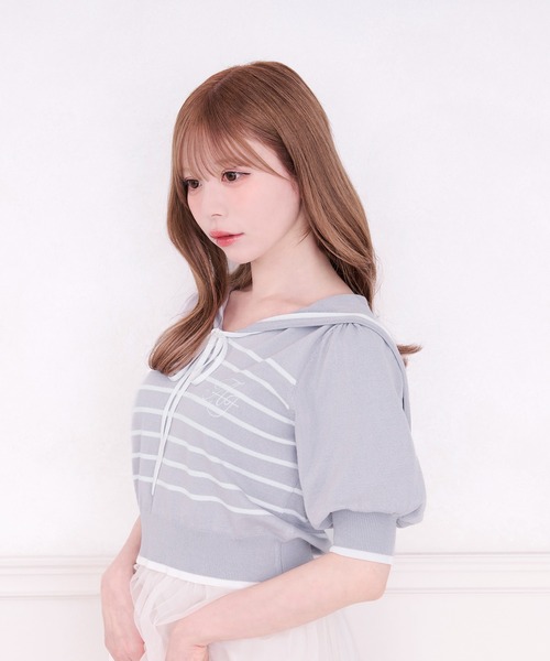 apres jour（アプレジュール）の「セーラー襟ボーダーニット（ニット/セーター・レディース・ネイビー/ホワイト/グレー・X-LARGE/フリー）」の7枚目の写真