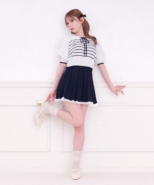 apres jour（アプレジュール）の「セーラー襟ボーダーニット（ニット/セーター・レディース・ネイビー/ホワイト/グレー・X-LARGE/フリー）」の5枚目の写真
