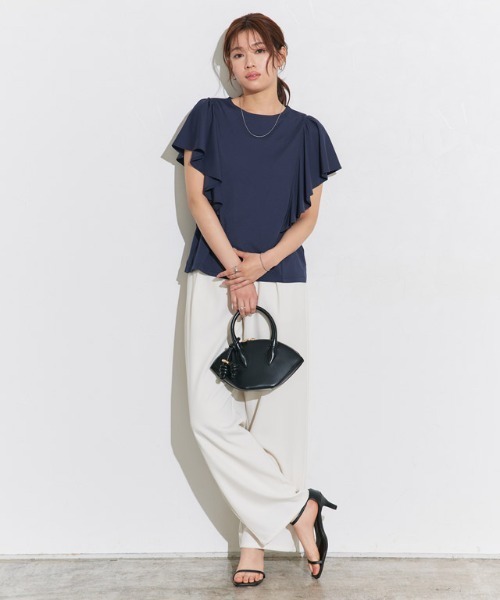 Pierrot（ピエロ）の「ラッフルTシャツ（Tシャツ/カットソー・レディース・ネイビー/ブラック/ライトブルー/オフホワイト・M/L/LL）」の15枚目の写真