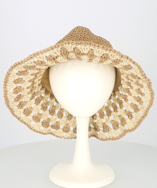 anap mimpi（アナップミンピ）の「ワイヤー入り ツバヒロ ペーパー クロッシェ ハット（ハット・レディース・ベージュ/ブラック・FREE）」の5枚目の写真