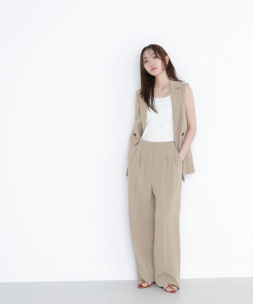 NATURAL BEAUTY BASIC(ナチュラルビューティーベーシック)の「◇ドライタッチ SETUP パンツ(その他パンツ・レディース・ベージュ/ダークブラウン・MEDIUM/P/S)」の2枚目の写真