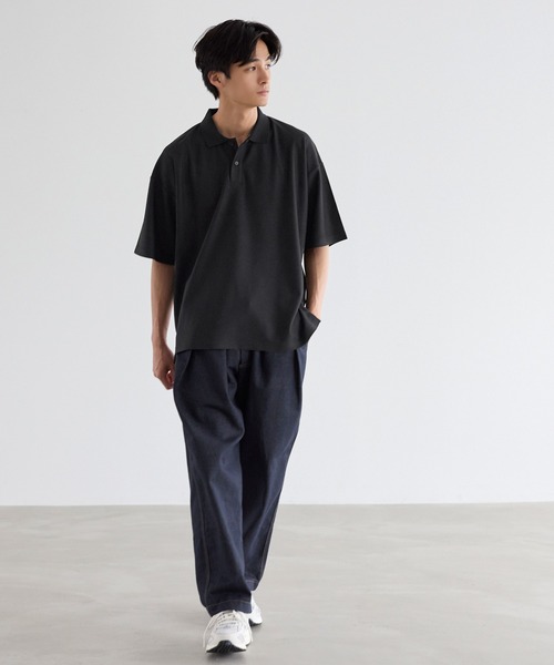 BRIEFING ラッセル編みポロ メンズL ベージュ MEN DOT MESH COOL ヘンリーネック半袖ポロシャツ サンドベージュ
