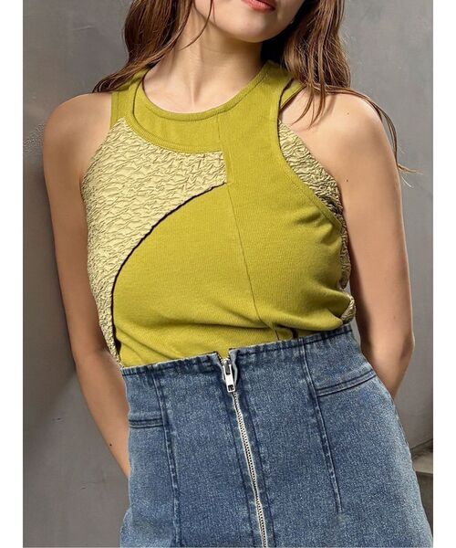 MURUA（ムルーア）の「トリックドッキングキャミタンク（タンクトップ・レディース・ホワイト/ブラック/ライム・FREE）」の3枚目の写真